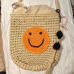 Smiley face crochet bag/ beach bag